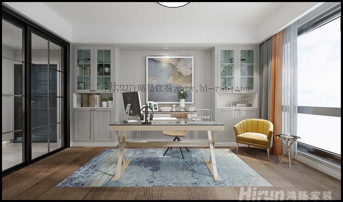 中建江灣壹號140㎡新裝飾主義四居室 裝修案例效果圖-3