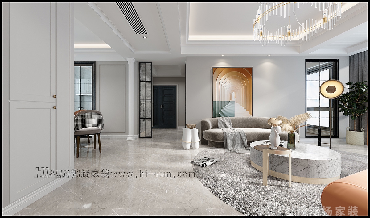 中建江灣壹號140㎡新裝飾主義四居室 裝修案例效果圖-5