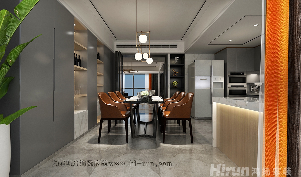 中建江灣壹號140㎡雅致現代四居室 裝修案例效果圖-4