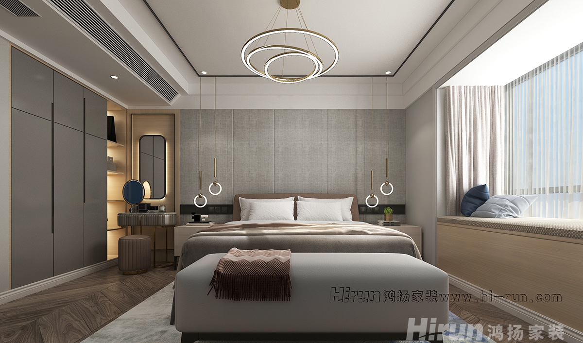 中建江灣壹號140㎡雅致現代四居室 裝修案例效果圖-6