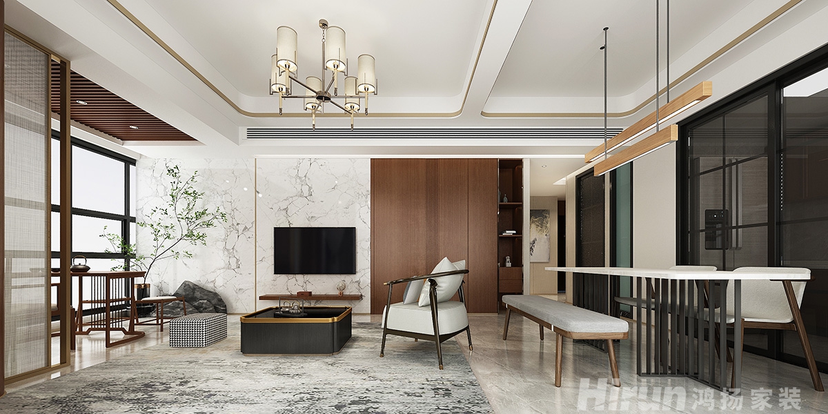 中泰財富湘江160㎡復合寫意四居室 裝修案例效果圖-2