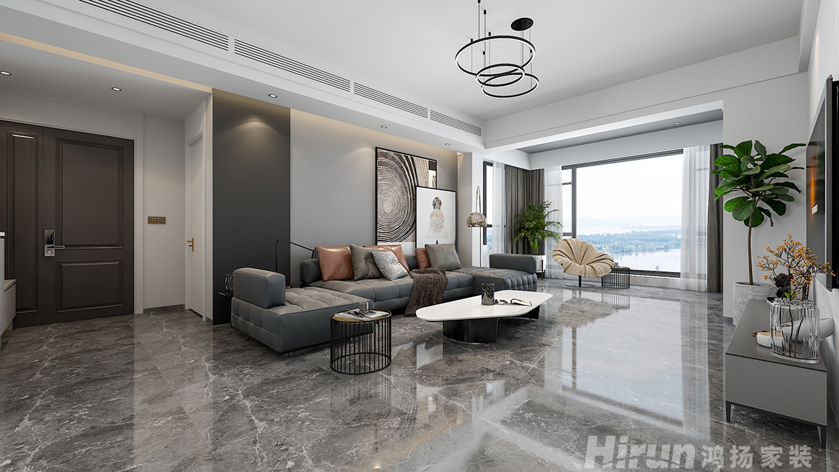 奧園湖畔150㎡雅致現代四居室 裝修案例效果圖-5