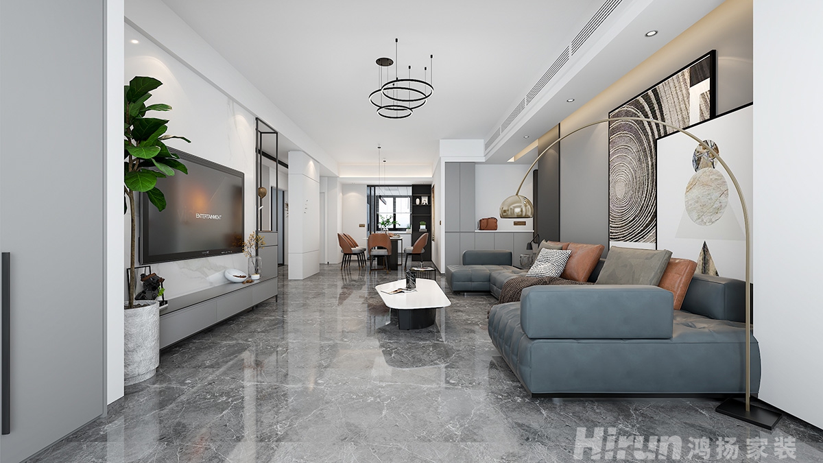 奧園湖畔150㎡雅致現代四居室 裝修案例效果圖-3