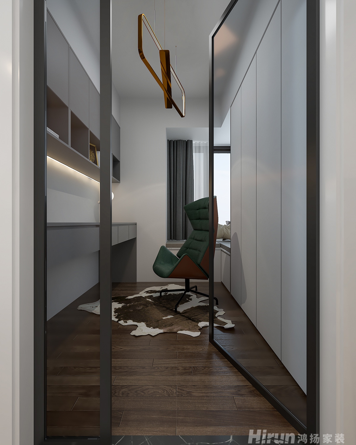 奧園湖畔150㎡雅致現代四居室 裝修案例效果圖-9