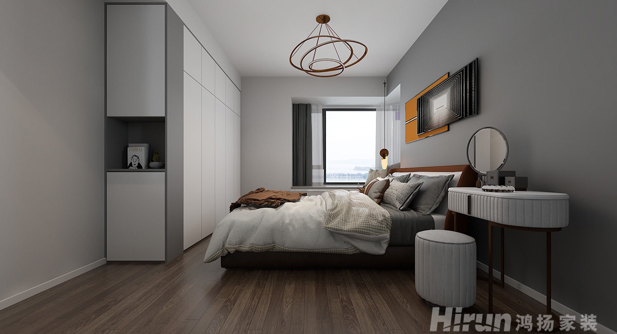 奧園湖畔150㎡雅致現代四居室 裝修案例效果圖-11