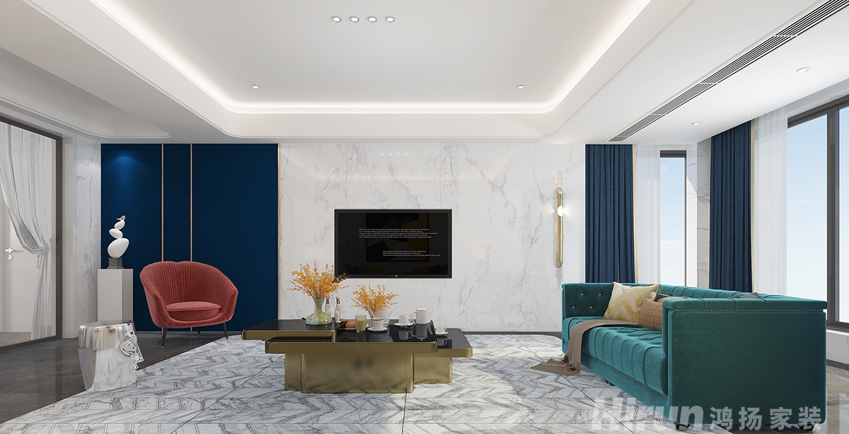 東陽文化廣場220㎡新裝飾主義復式 裝修案例效果圖-6