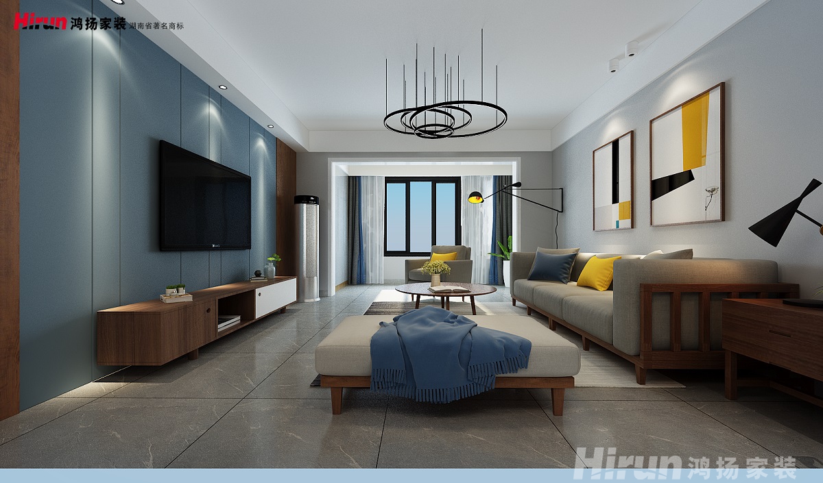 金質頤園130㎡北歐之光三居室 裝修案例效果圖-1