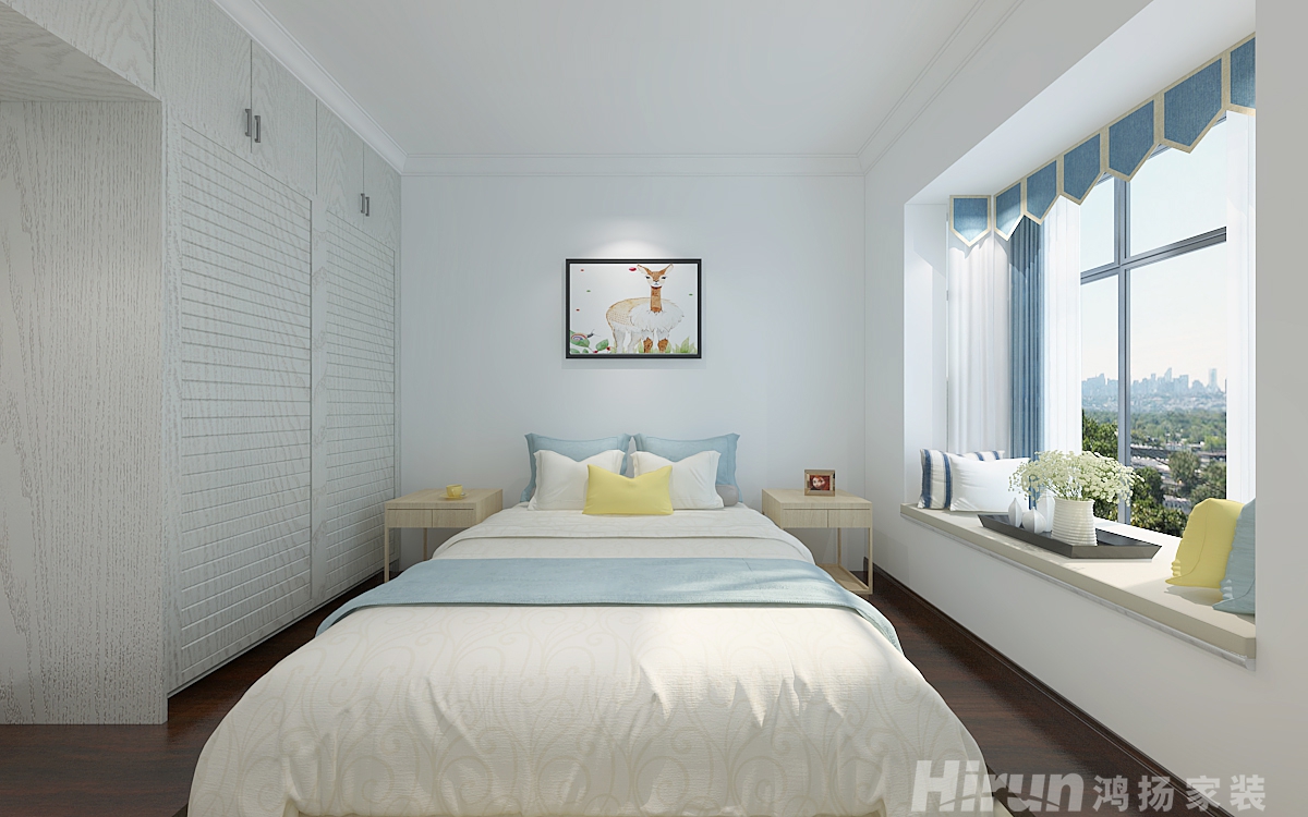 盤龍世紀城130㎡北歐之光三居室 裝修案例效果圖-6