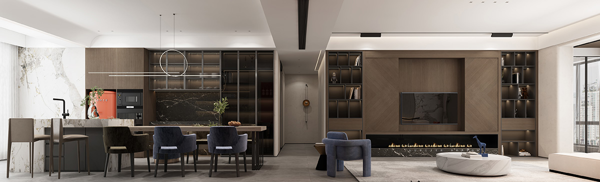 明昇壹城260㎡雅致現(xiàn)代大平層 裝修案例效果圖-2