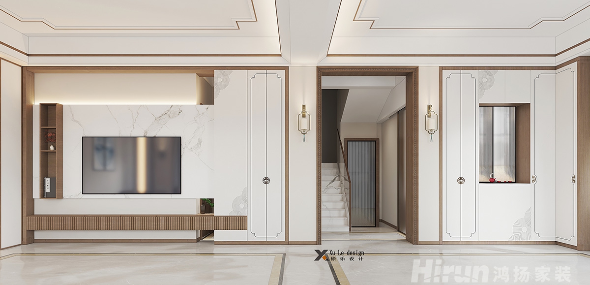 水藍灣140㎡復合寫意四居室 裝修案例效果圖-2