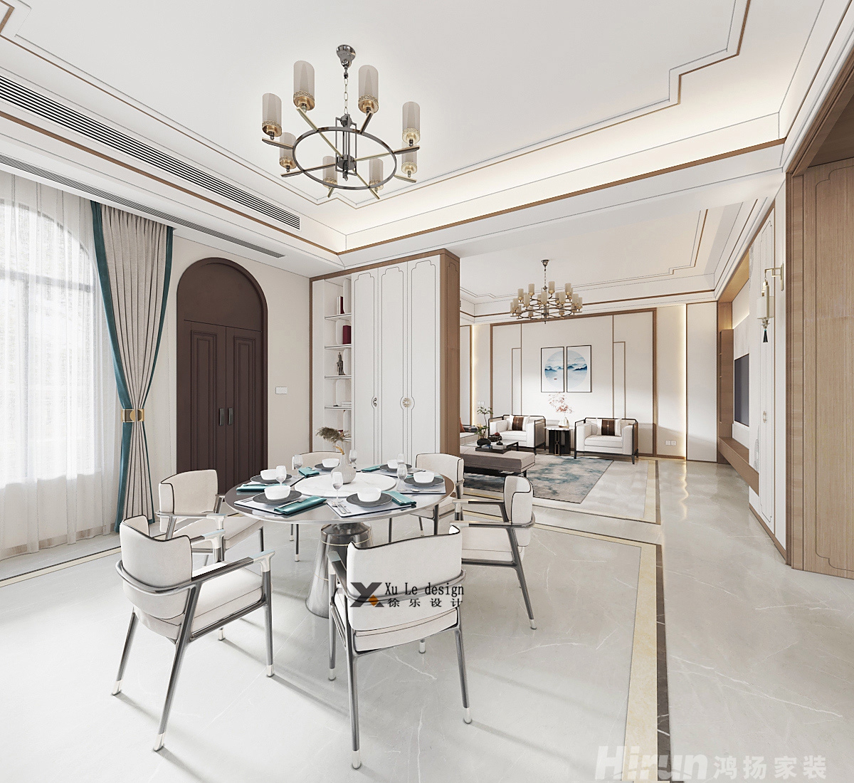 水藍灣140㎡復合寫意四居室 裝修案例效果圖-5