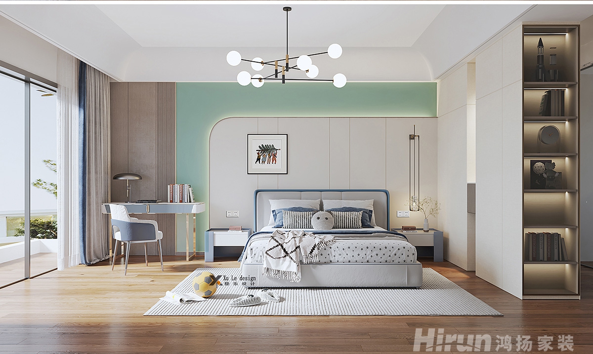 水藍灣140㎡復合寫意四居室 裝修案例效果圖-3