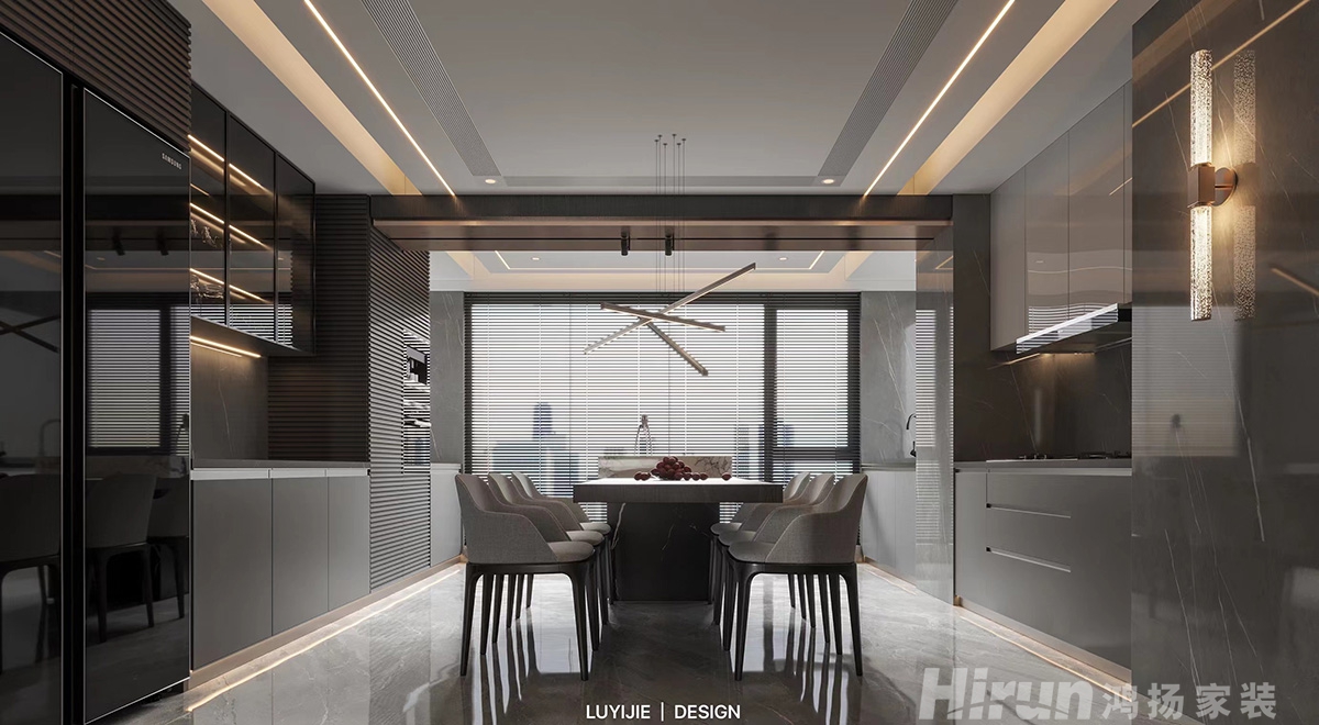 明昇壹城160㎡雅致現代四居室 裝修案例效果圖-3