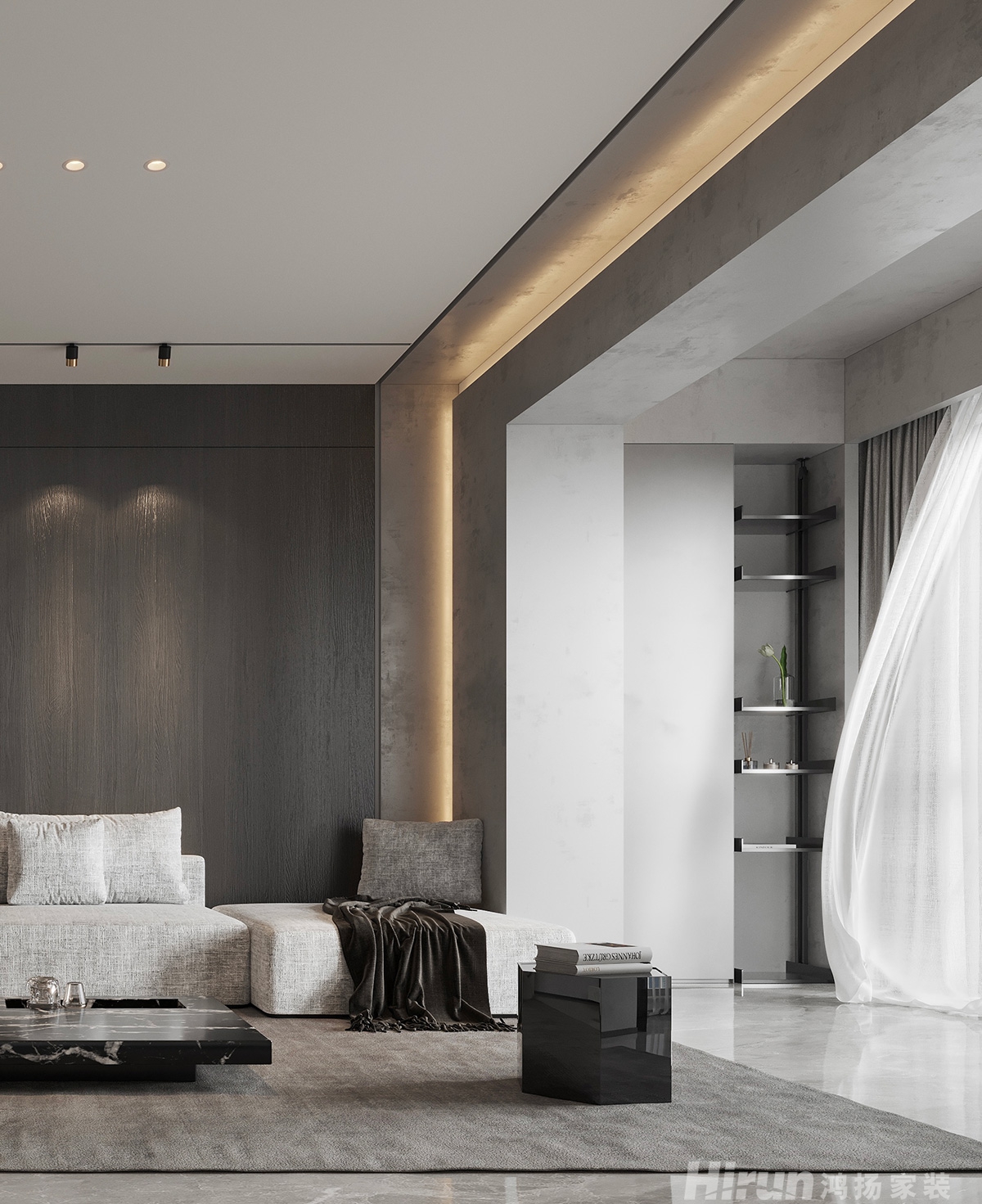 明昇壹城160㎡雅致現代四居室 裝修案例效果圖-7