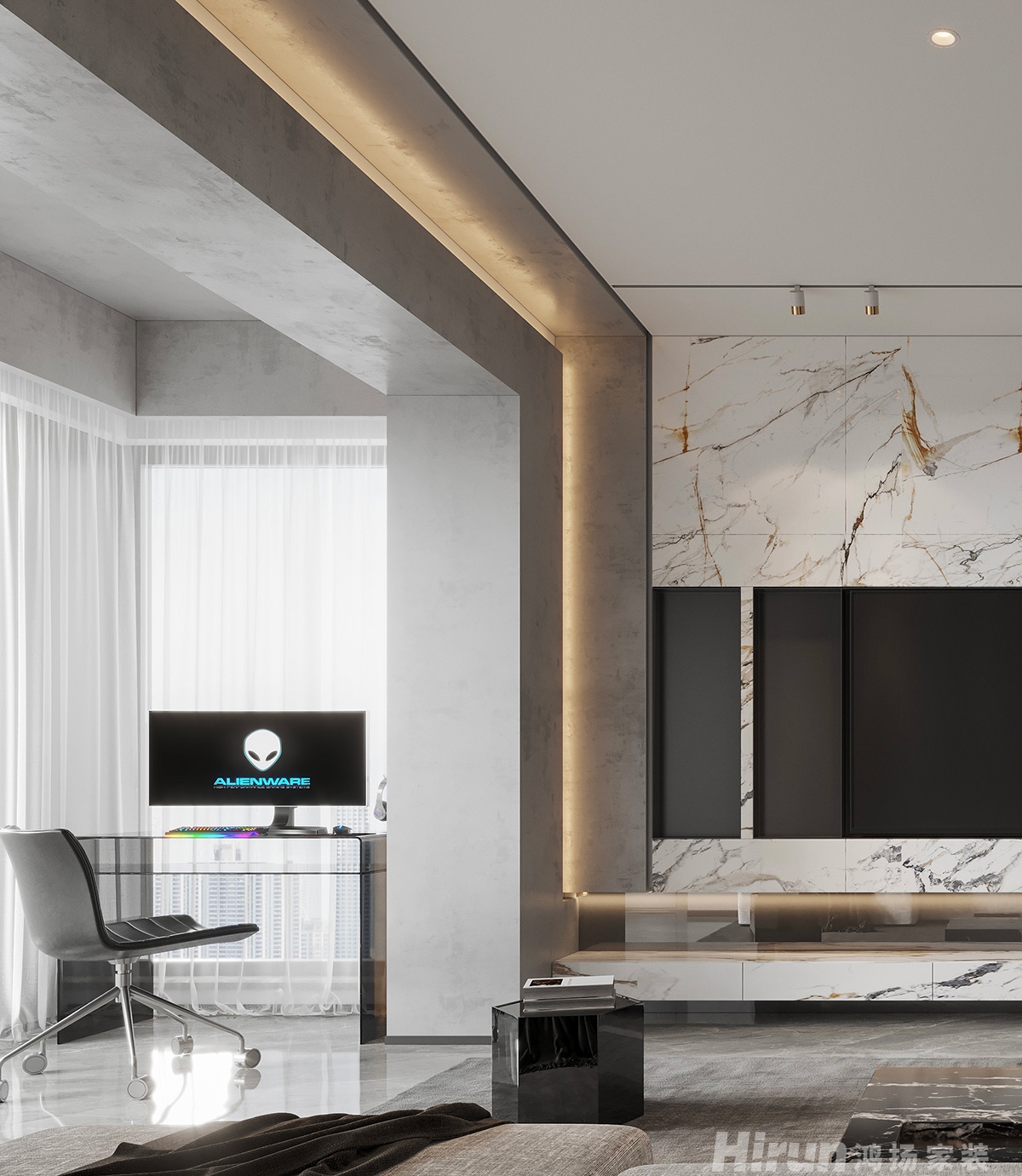 明昇壹城160㎡雅致現代四居室 裝修案例效果圖-6