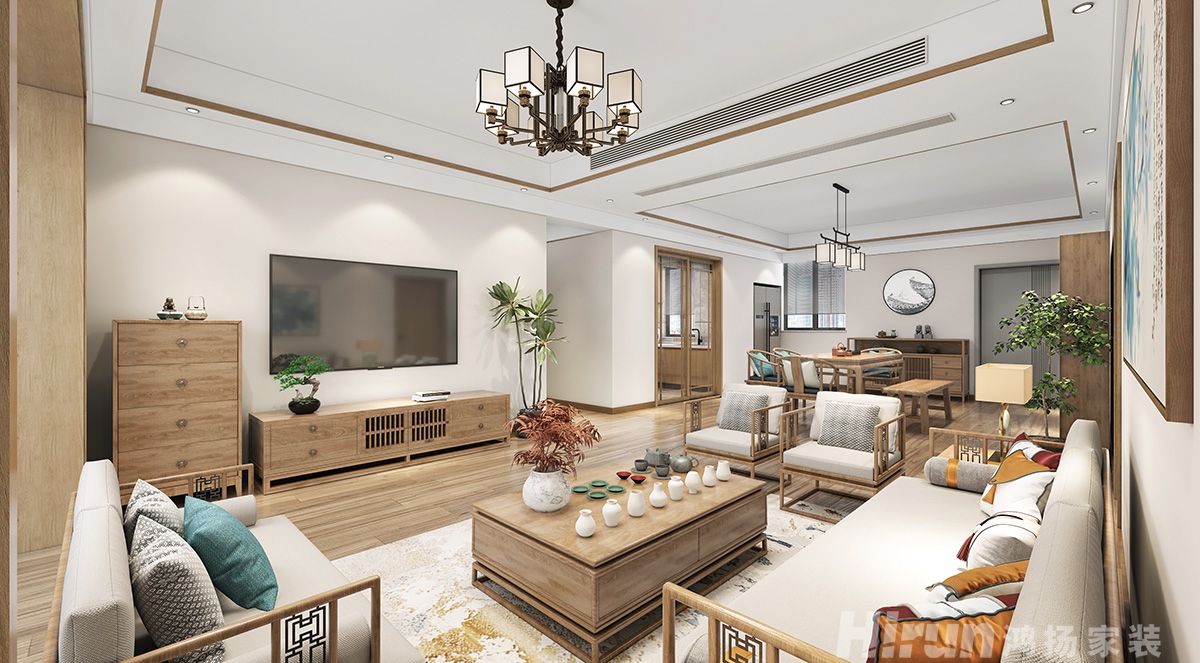 旭日丹城160㎡復(fù)合寫意四居室 裝修案例效果圖-1