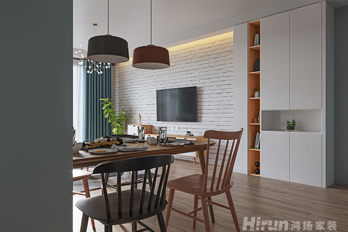 保和墨水灣130㎡北歐之光三居室 裝修案例效果圖-1