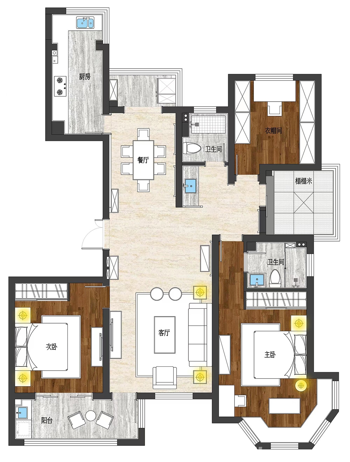 興華御水瀾灣130㎡輕歐簡美三居室 裝修案例實景圖-4