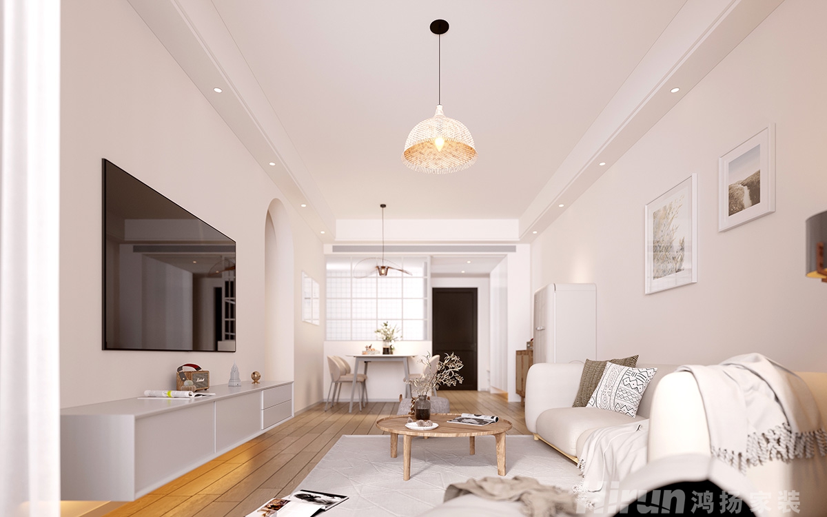 綠地鉑瑞130㎡北歐之光三居室 裝修案例效果圖-4