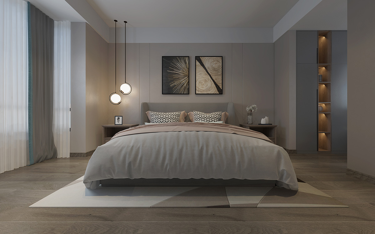 湘江名都140㎡雅致現代三居室 裝修案例效果圖-2