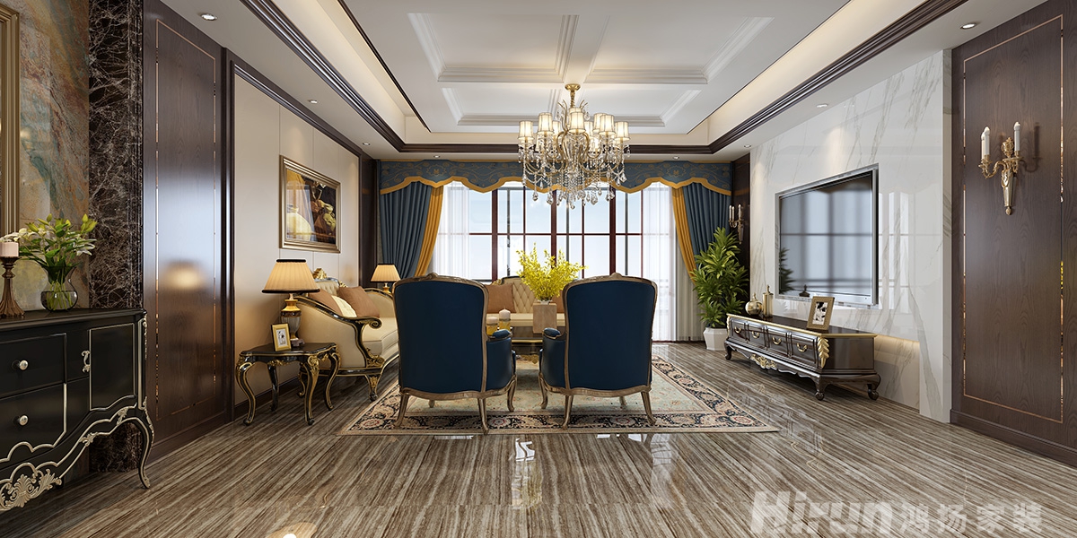 懷化碧桂園160㎡輕歐簡美四居室 裝修案例效果圖-1