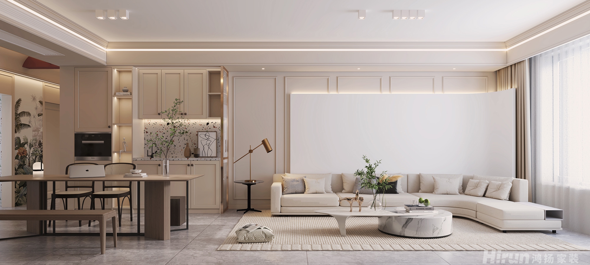 建發央著160㎡北歐之光四居室 裝修案例效果圖-1