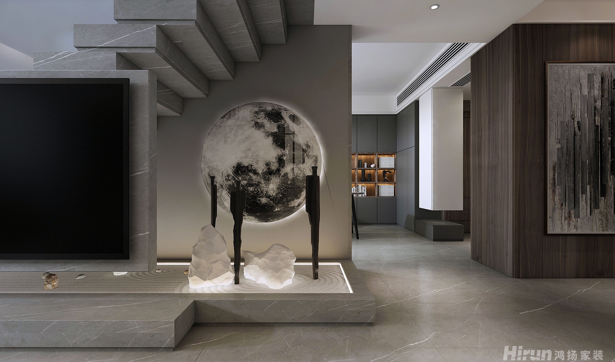 卓越蔚藍(lán)海岸300㎡雅致現(xiàn)代復(fù)式 裝修案例效果圖-7