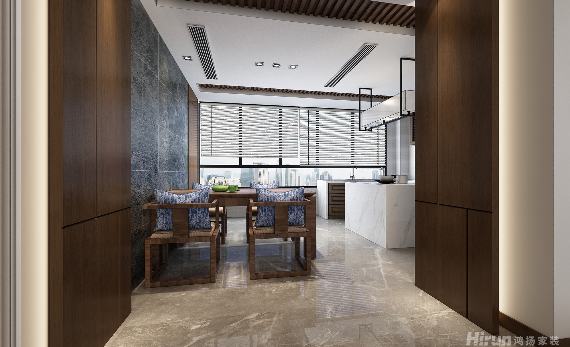 省建院江雅園140㎡復(fù)合寫意三居室 裝修案例效果圖-2