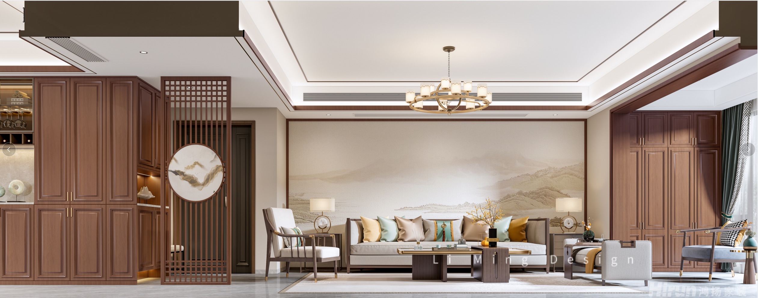 博林云棲144㎡寫意木構(gòu)四居室 裝修案例效果圖-2