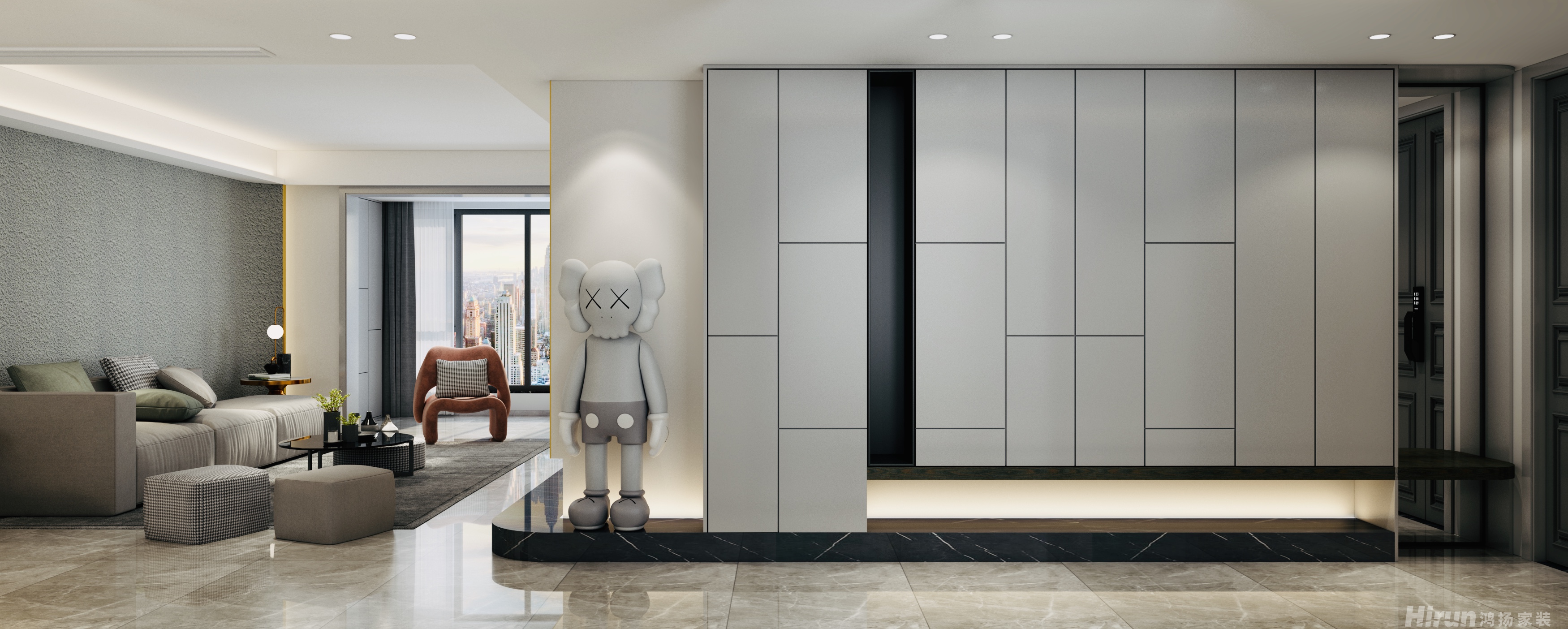 北辰三角洲144㎡新裝飾主義四居室 裝修案例效果圖-1