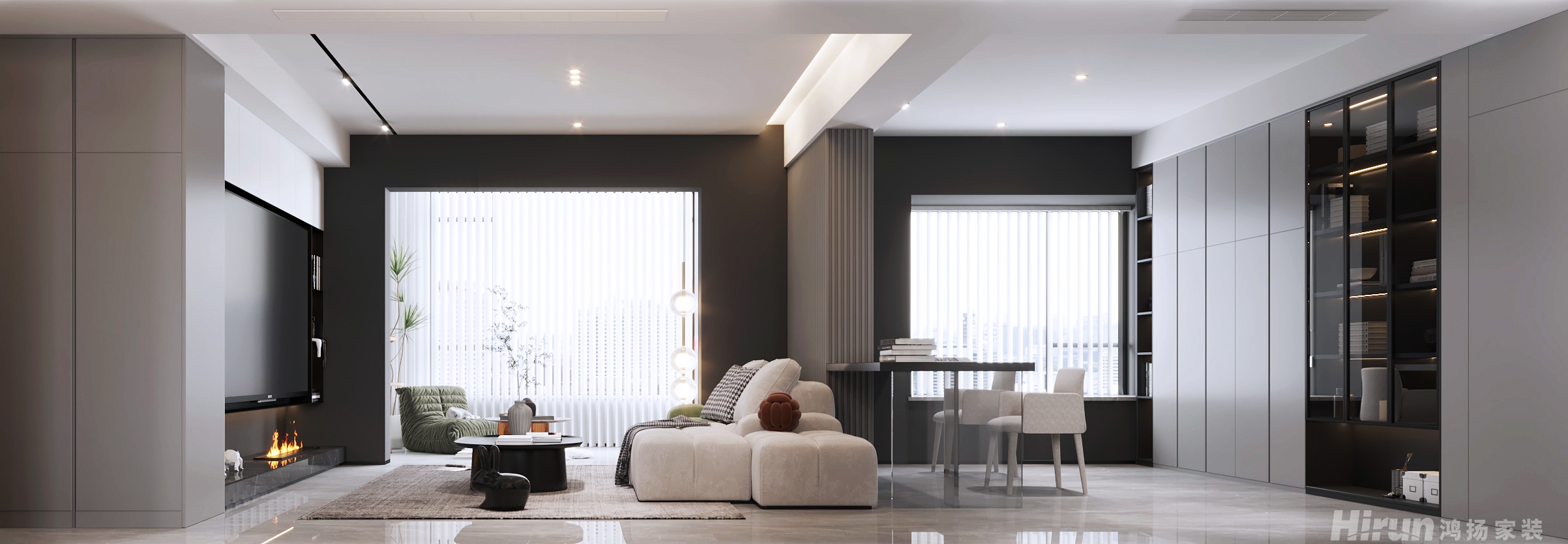 中梁云麓傳奇新裝飾主義大平層 裝修案例效果圖-2