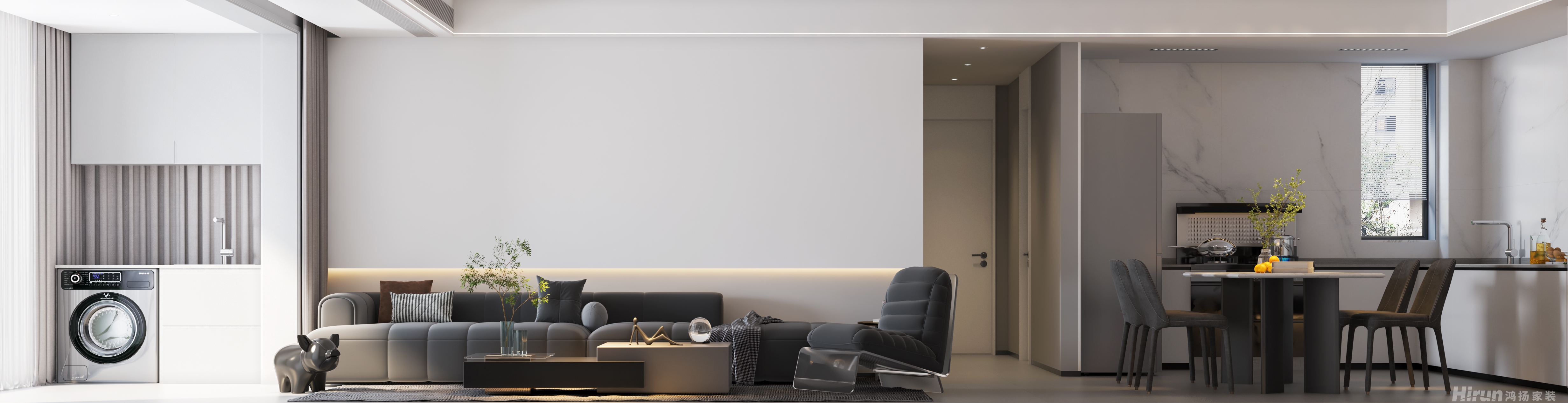 鑫遠紫樾香山115㎡雅致現代三居室 裝修案例效果圖-1