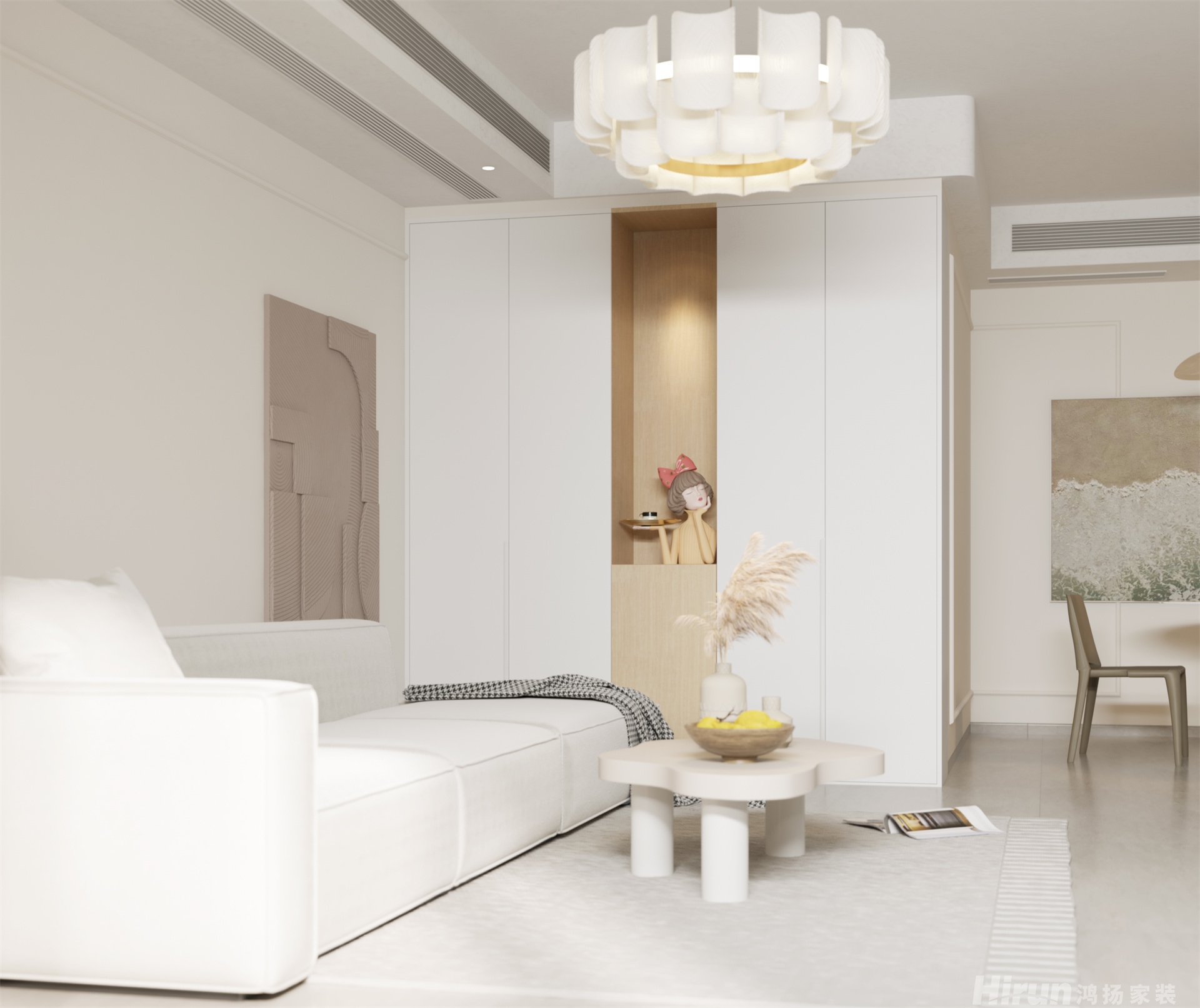 五礦萬鏡水岸123㎡北歐之光三居室 裝修案例效果圖-6