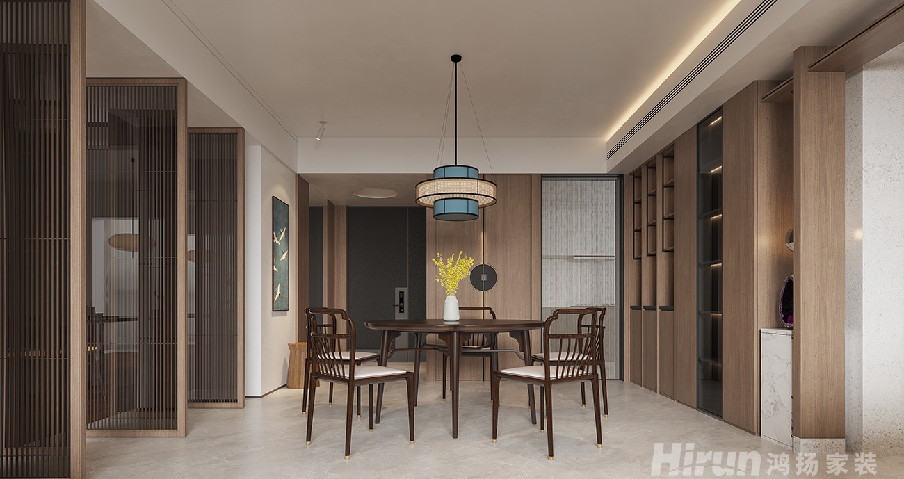 碧桂園南城首府215㎡寫(xiě)意木構(gòu)四居室 裝修案例效果圖-5