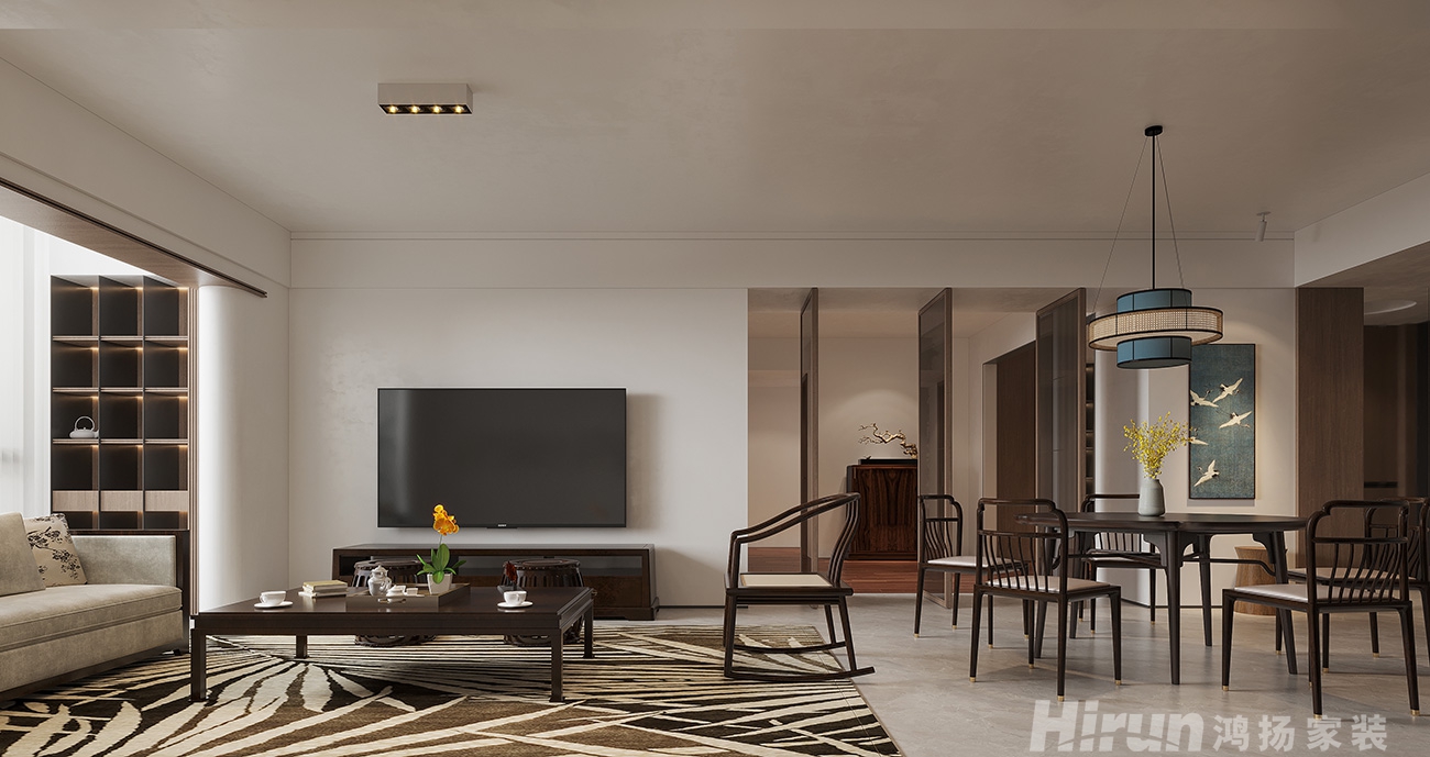 碧桂園南城首府215㎡寫(xiě)意木構(gòu)四居室 裝修案例效果圖-3