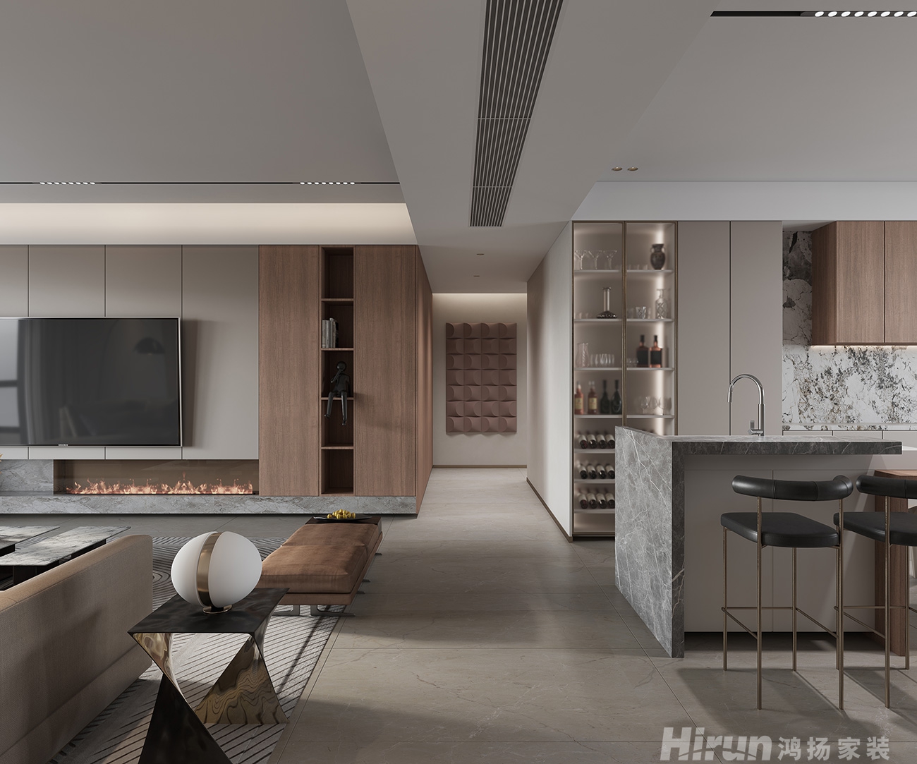 湘江壹號(hào)260㎡雅致現(xiàn)代大平層 裝修案例效果圖-1