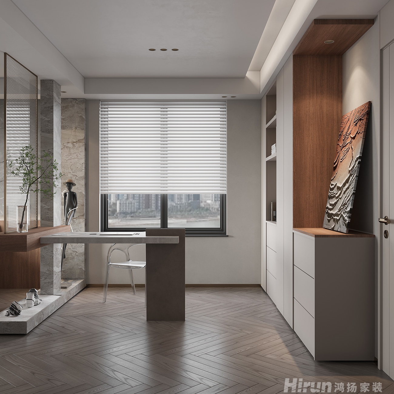 湘江壹號(hào)260㎡雅致現(xiàn)代大平層 裝修案例效果圖-7