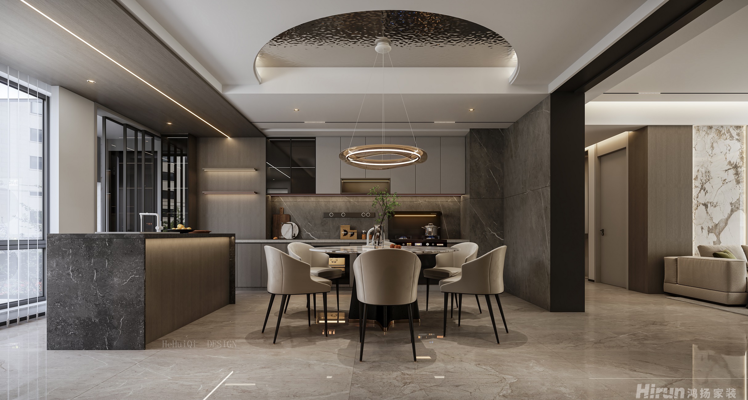 明昇壹城230㎡新裝飾主義四居室 裝修案例效果圖-2