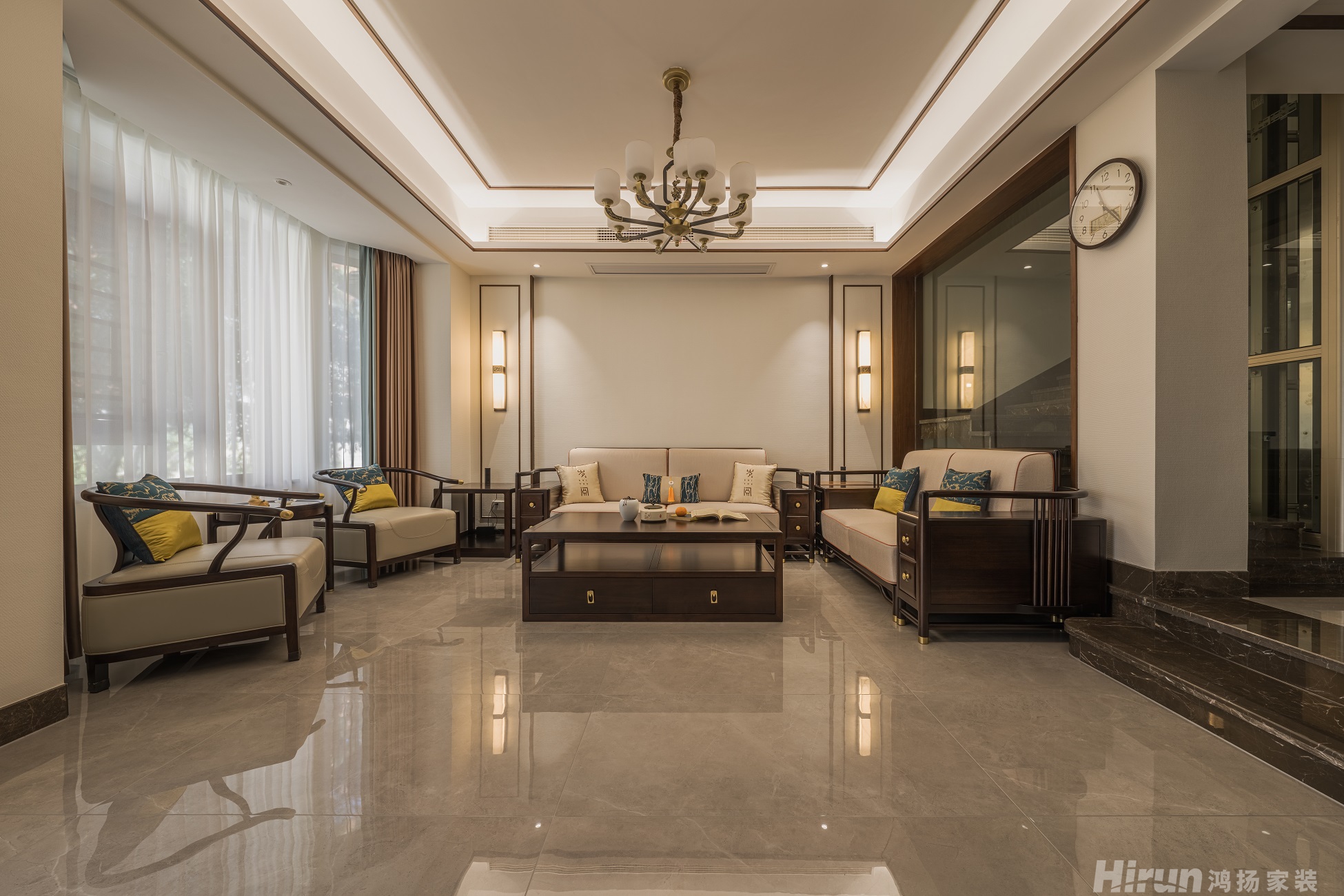 山水英倫溫莎區300㎡復合寫意別墅 裝修案例效果圖-5