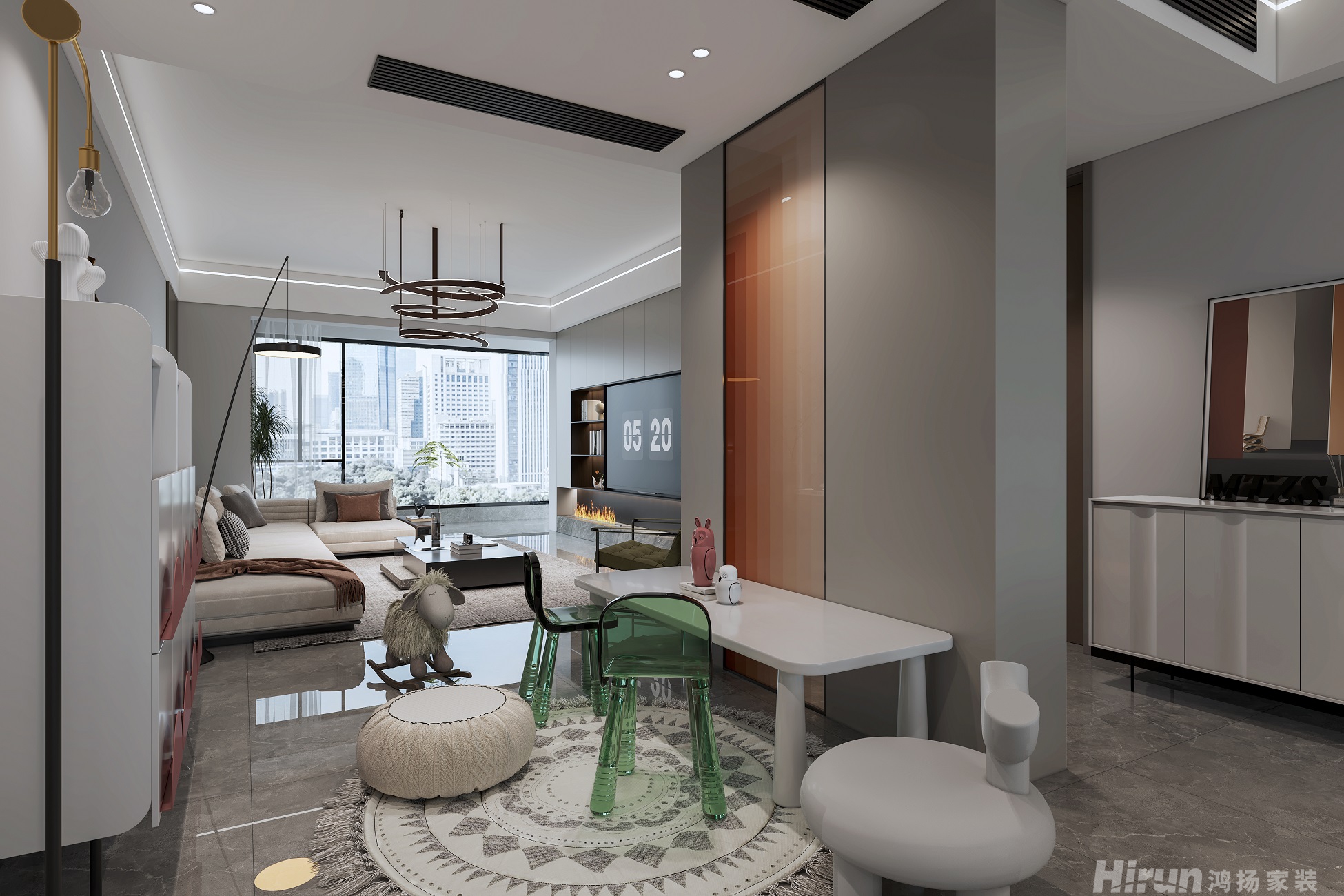 北辰中央公園140㎡雅致現代四居室 裝修案例效果圖-5