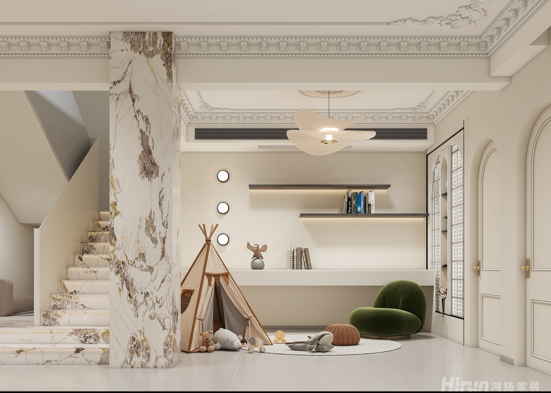 碧桂園翹楚棠300㎡輕歐簡美別墅 裝修案例效果圖-7