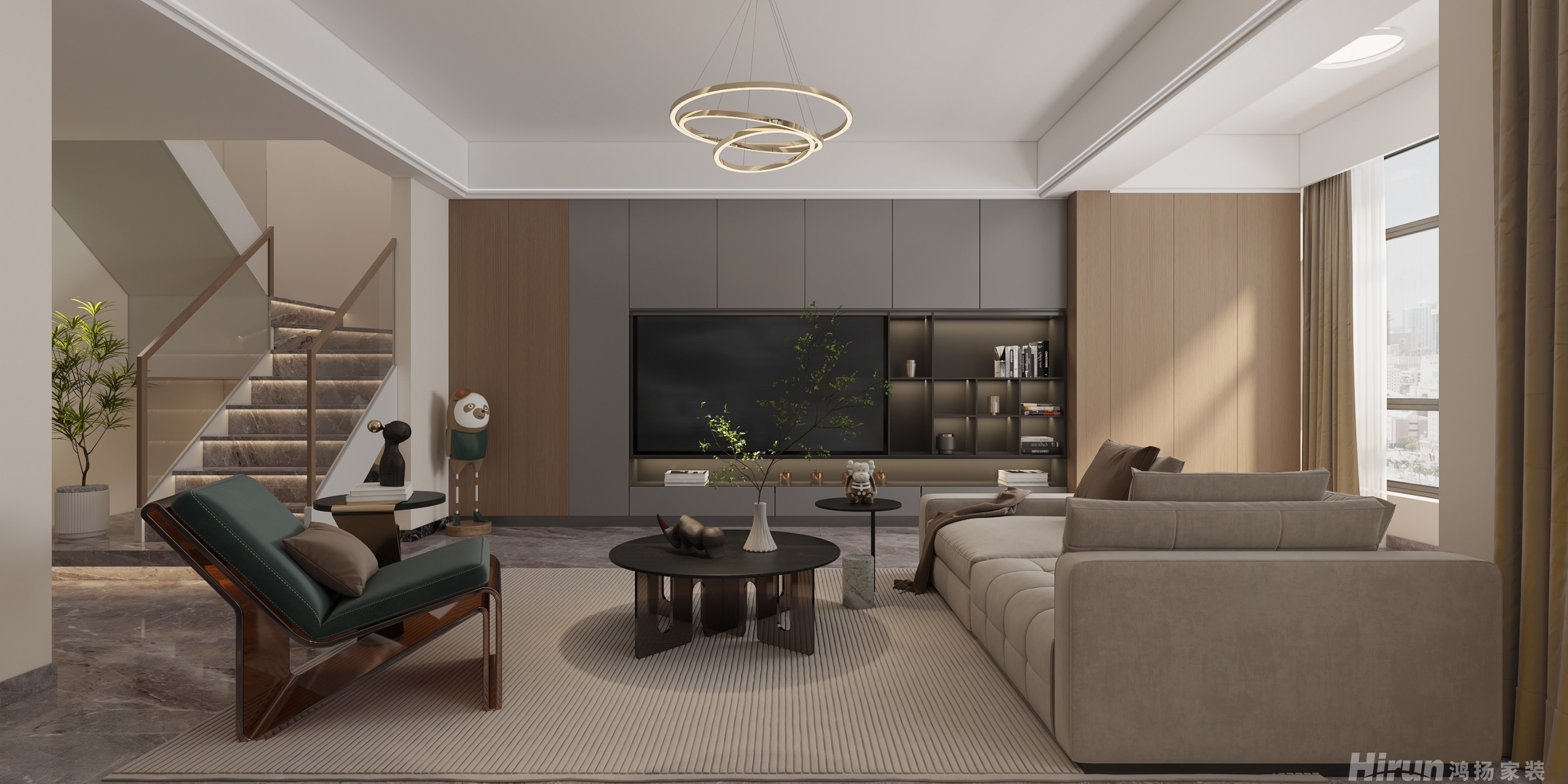 敏捷瓏玥府140㎡雅致現代三居室 裝修案例效果圖-2