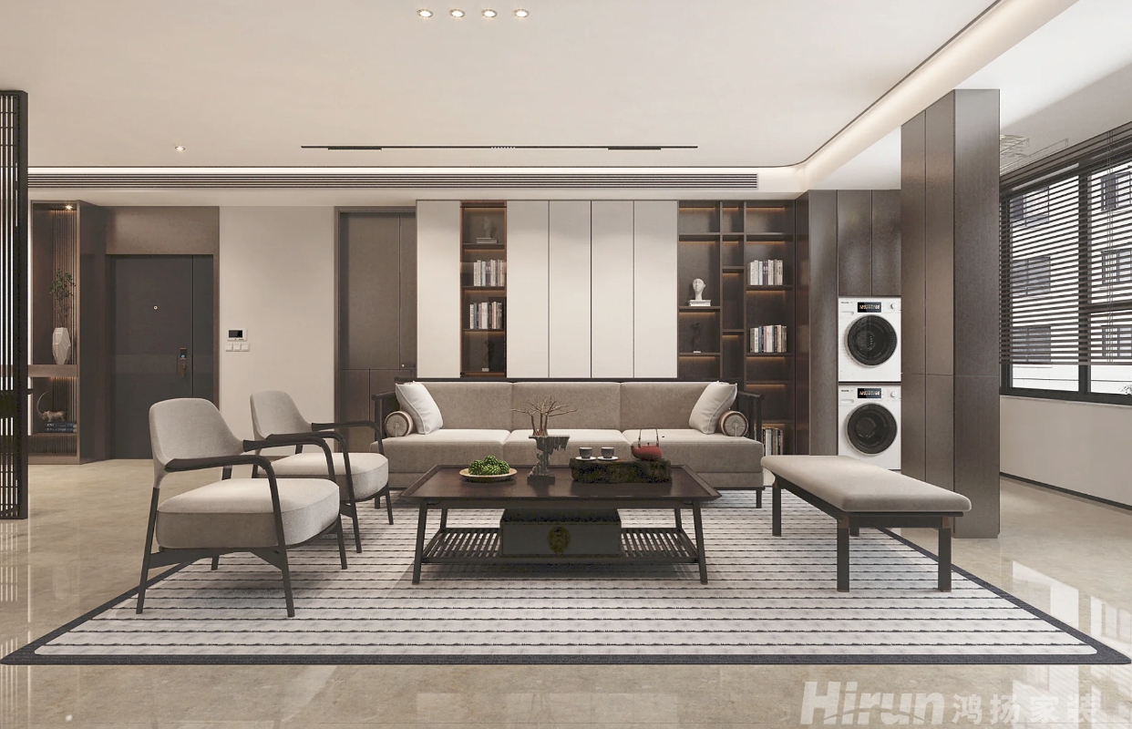 金地自在城142㎡意境東方四居室 裝修案例效果圖-4