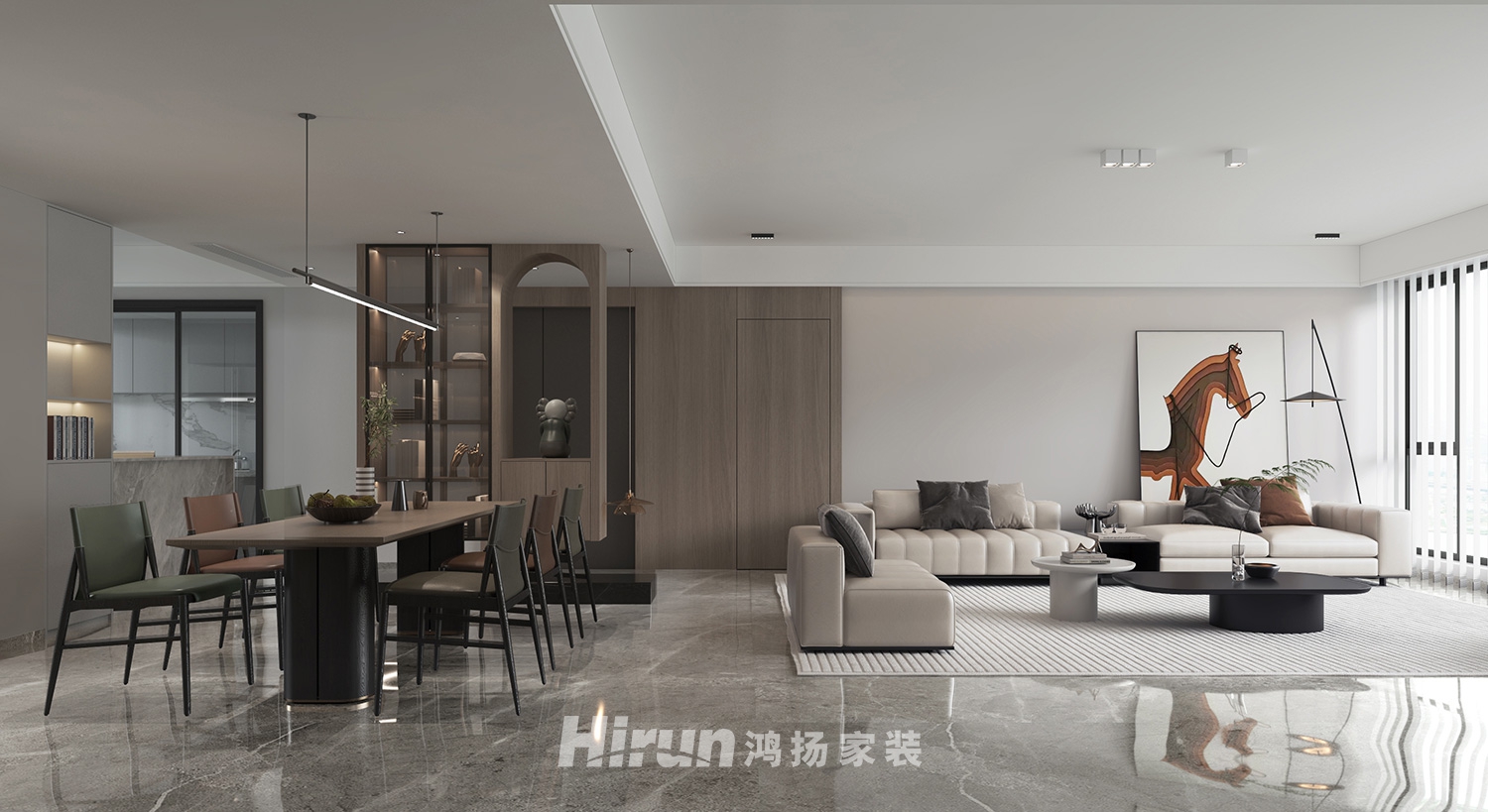 保利天匯142㎡雅致現代四居室 裝修案例效果圖-2