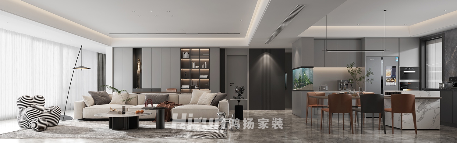 綠地麓湖郡147㎡雅致現代四居室 裝修案例效果圖-1