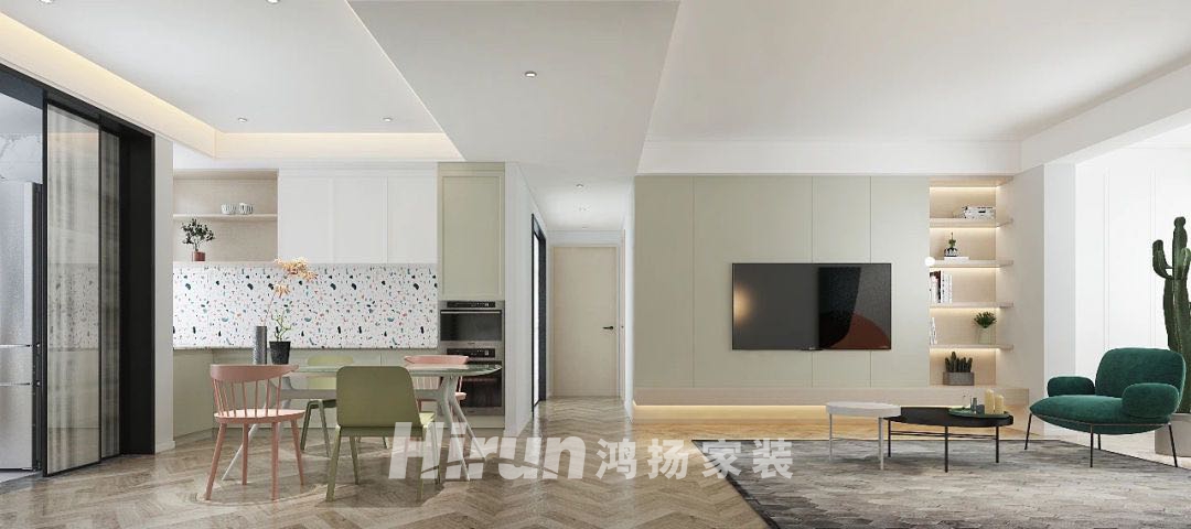 鑫遠翡麗郡110㎡優雅繽紛三居室 裝修案例實景圖-1