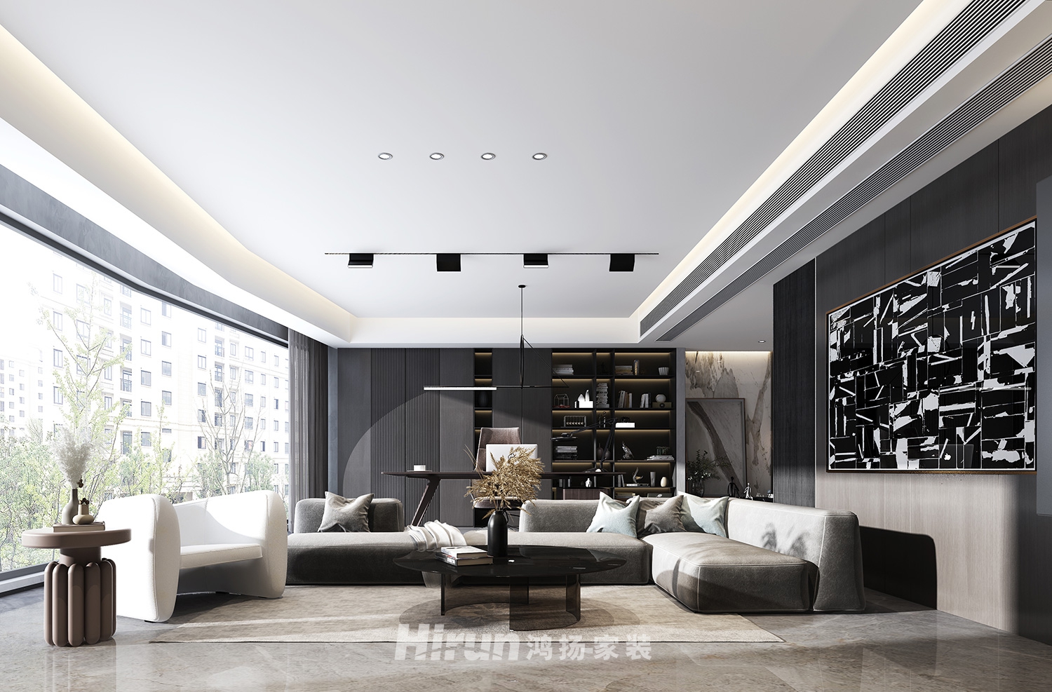 保利天禧240㎡雅致現代大平層 裝修案例效果圖-1