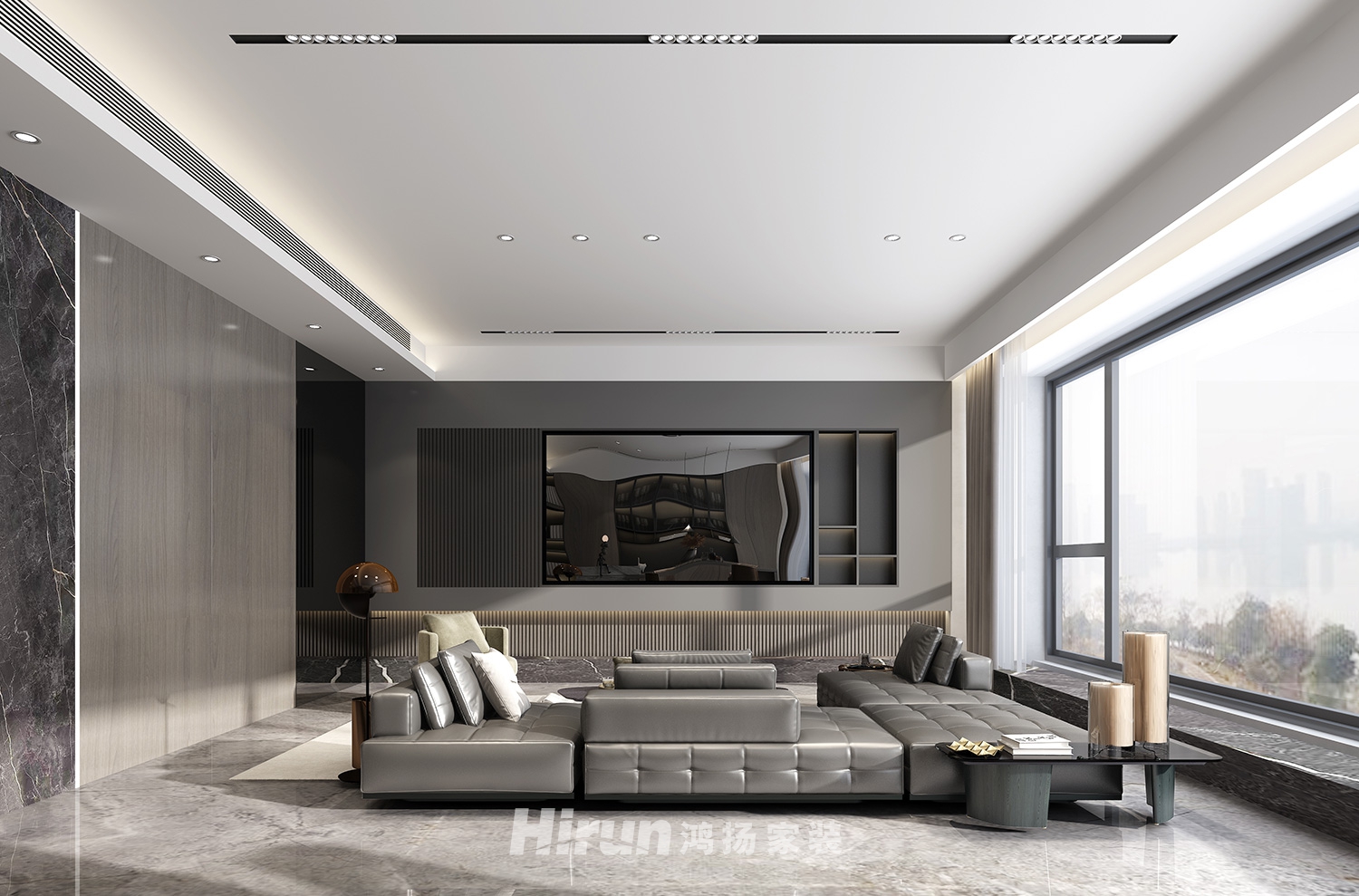 保利天禧240㎡雅致現(xiàn)代四居室 裝修案例效果圖-2