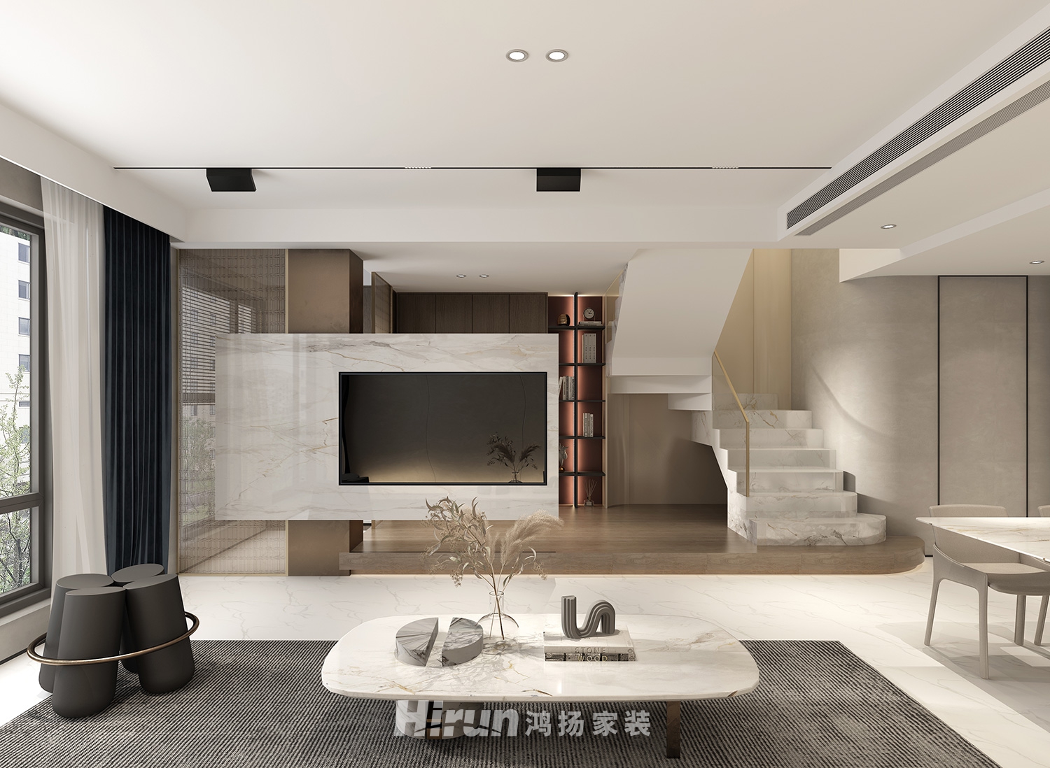 建發央著140㎡雅致現代復式 裝修案例效果圖-6