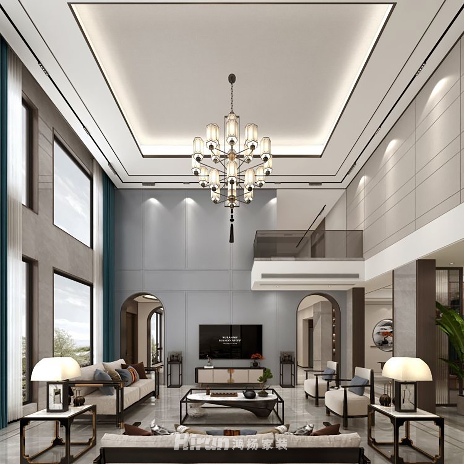 麓山別墅1000㎡意境東方別墅 裝修案例效果圖-2